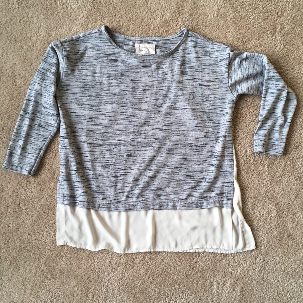 LOFT Mixed material lounge 3/4 sleeve sweater ❌